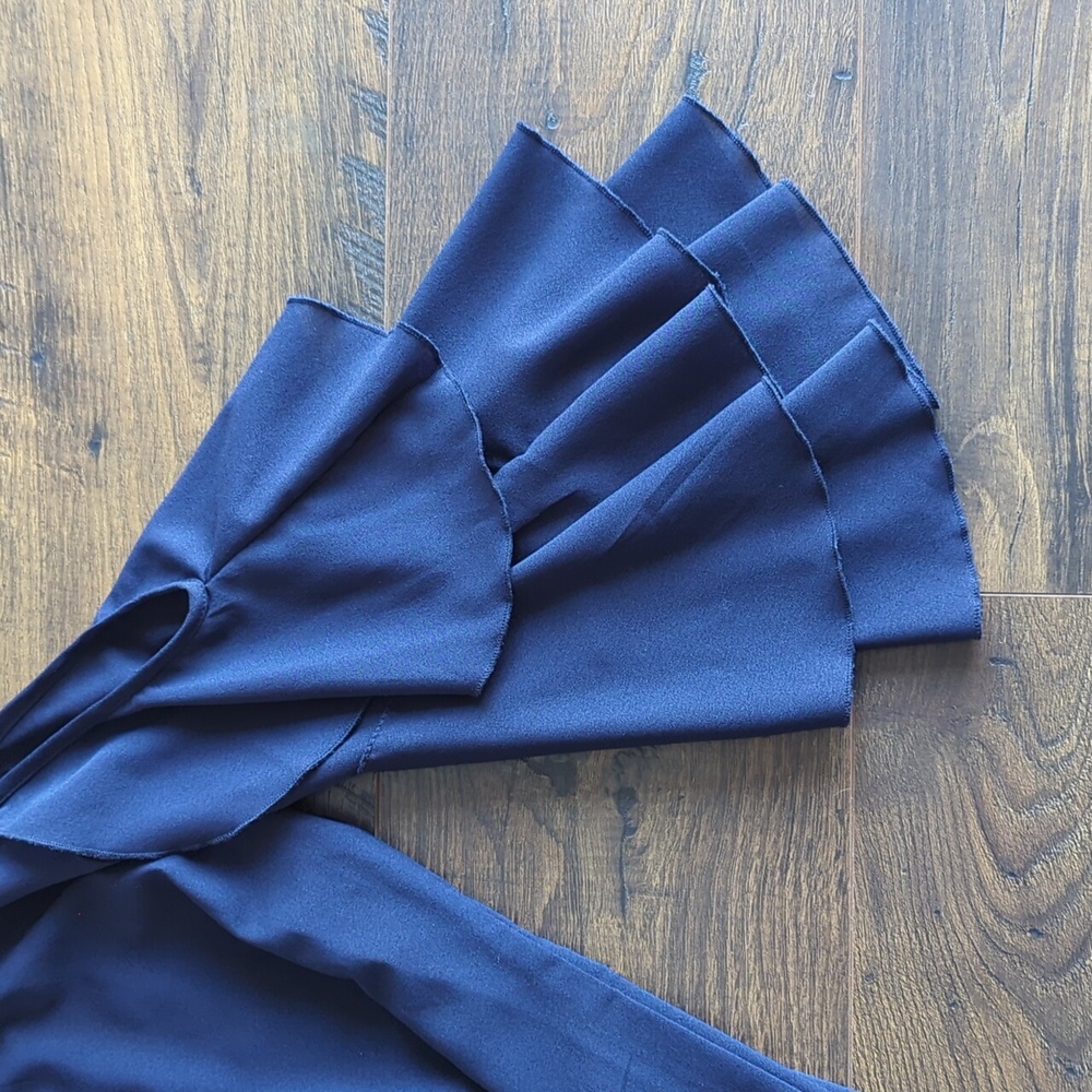 Navy Ruffle Cold Shoulder Party Top - Picture 8 of 12